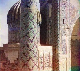 Shir-Dar madrasa, minaret en koepel, Samarkand